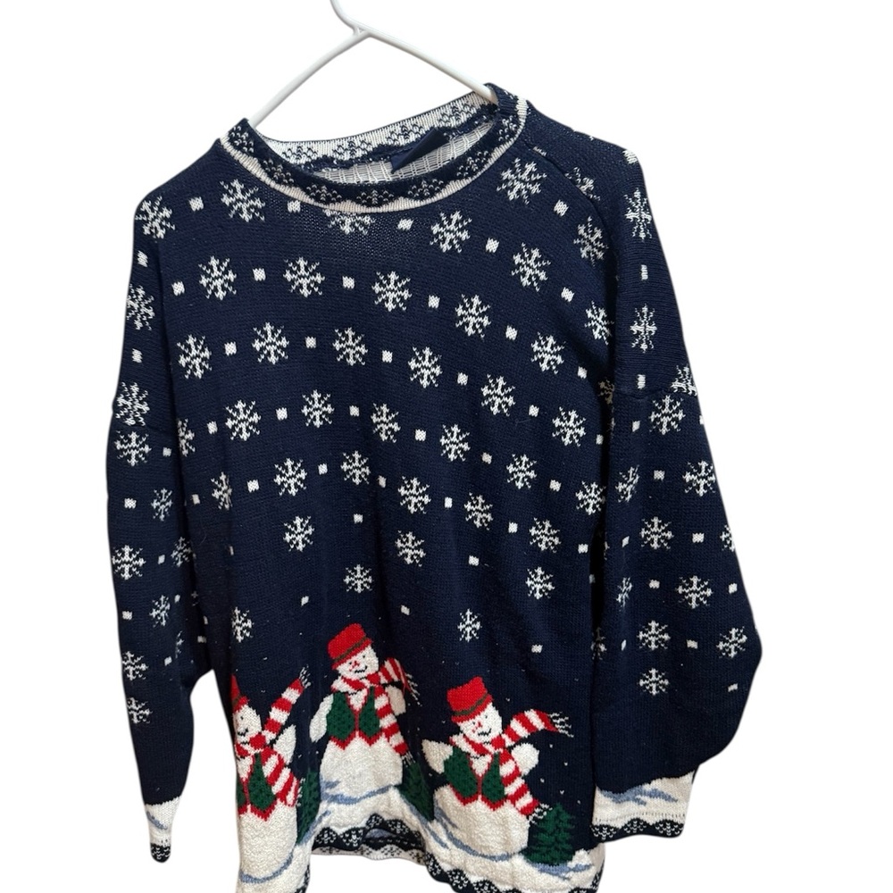 Vintage Willow Bay navy snowman ugly Christmas sweater size 2X